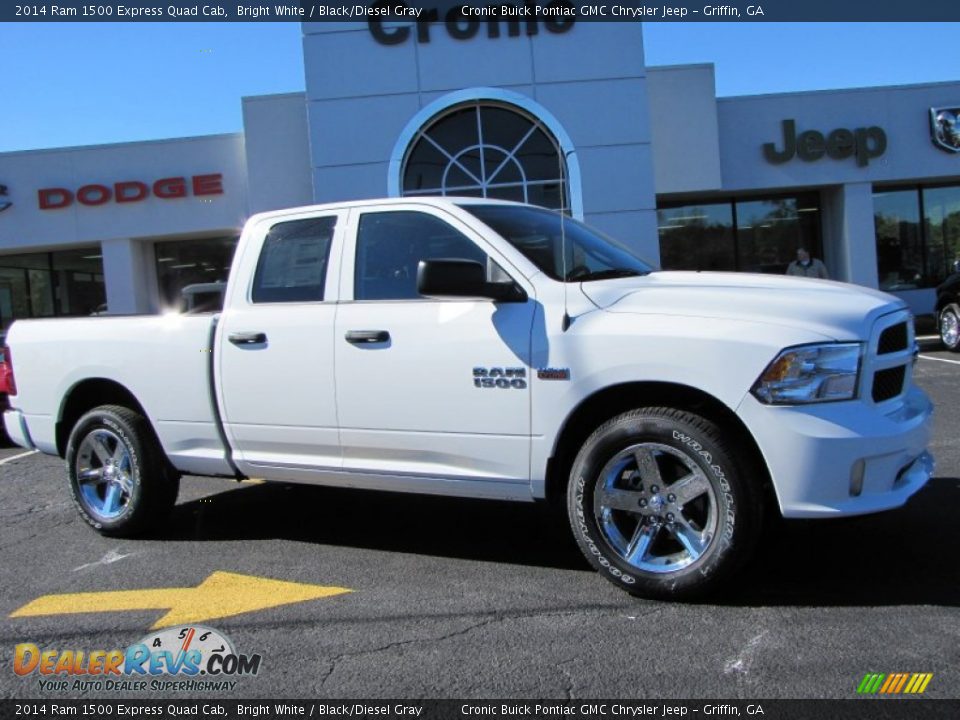 2014 Ram 1500 Express Quad Cab Bright White / Black/Diesel Gray Photo #1
