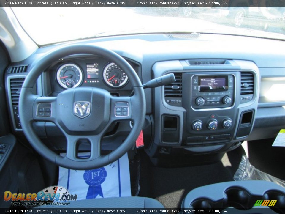 2014 Ram 1500 Express Quad Cab Bright White / Black/Diesel Gray Photo #13