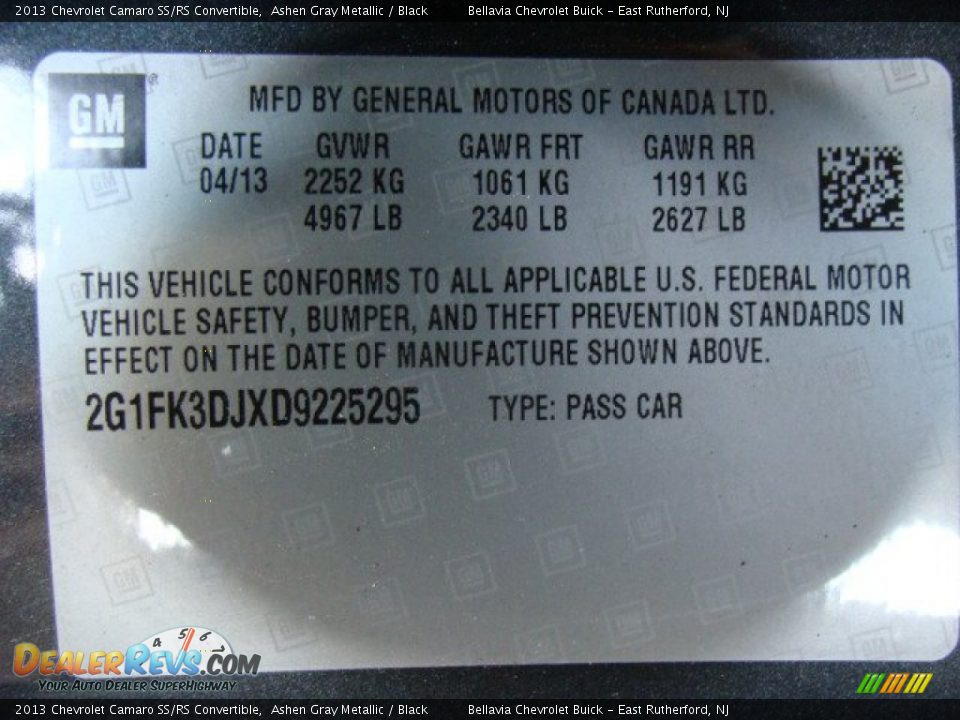 2013 Chevrolet Camaro SS/RS Convertible Ashen Gray Metallic / Black Photo #16