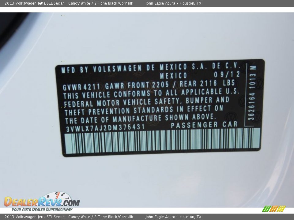2013 Volkswagen Jetta SEL Sedan Candy White / 2 Tone Black/Cornsilk Photo #34