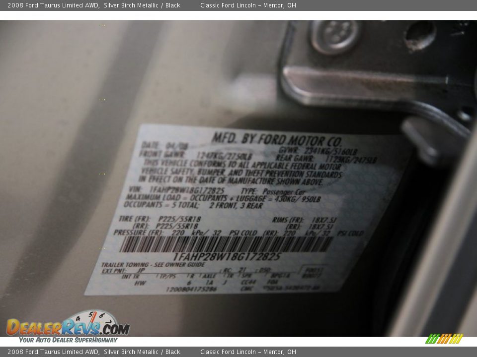 2008 Ford Taurus Limited AWD Silver Birch Metallic / Black Photo #17