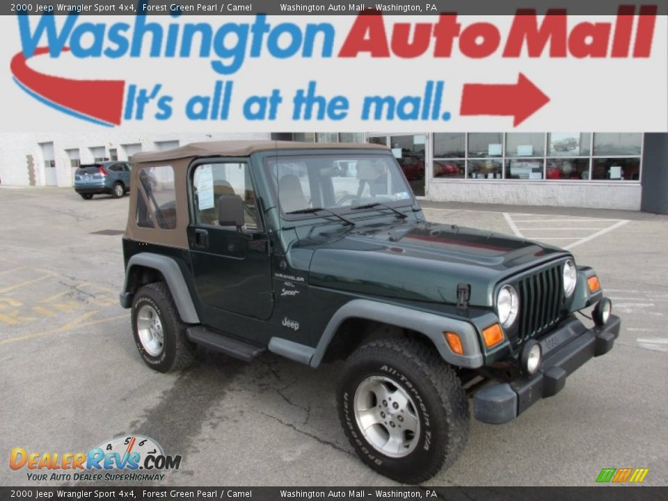 2000 Jeep Wrangler Sport 4x4 Forest Green Pearl / Camel Photo #1