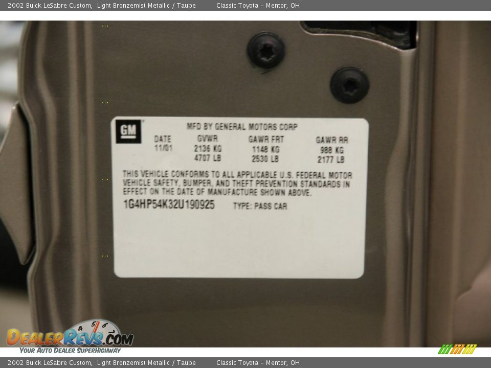 2002 Buick LeSabre Custom Light Bronzemist Metallic / Taupe Photo #23