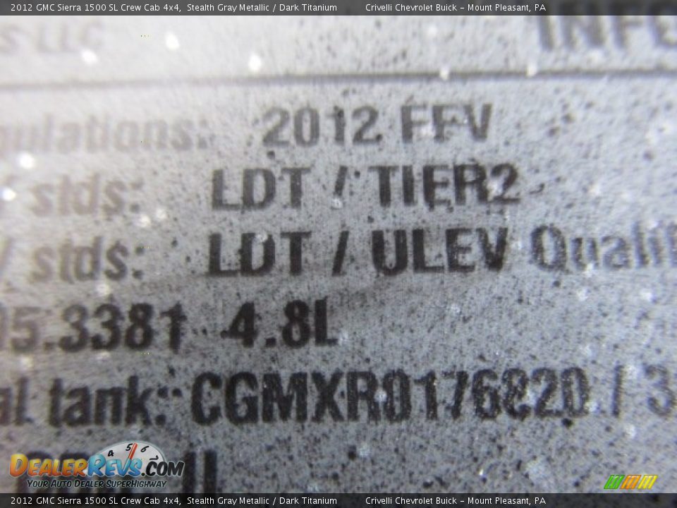 2012 GMC Sierra 1500 SL Crew Cab 4x4 Stealth Gray Metallic / Dark Titanium Photo #14