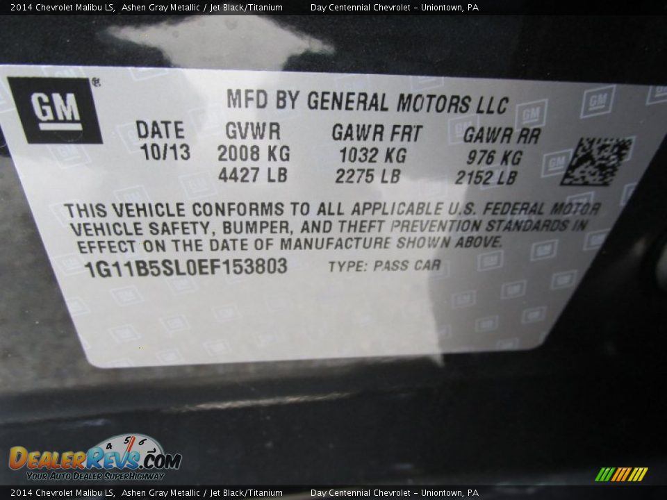 2014 Chevrolet Malibu LS Ashen Gray Metallic / Jet Black/Titanium Photo #19