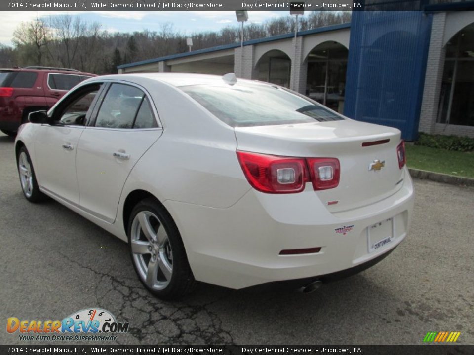 2014 Chevrolet Malibu LTZ White Diamond Tricoat / Jet Black/Brownstone Photo #4