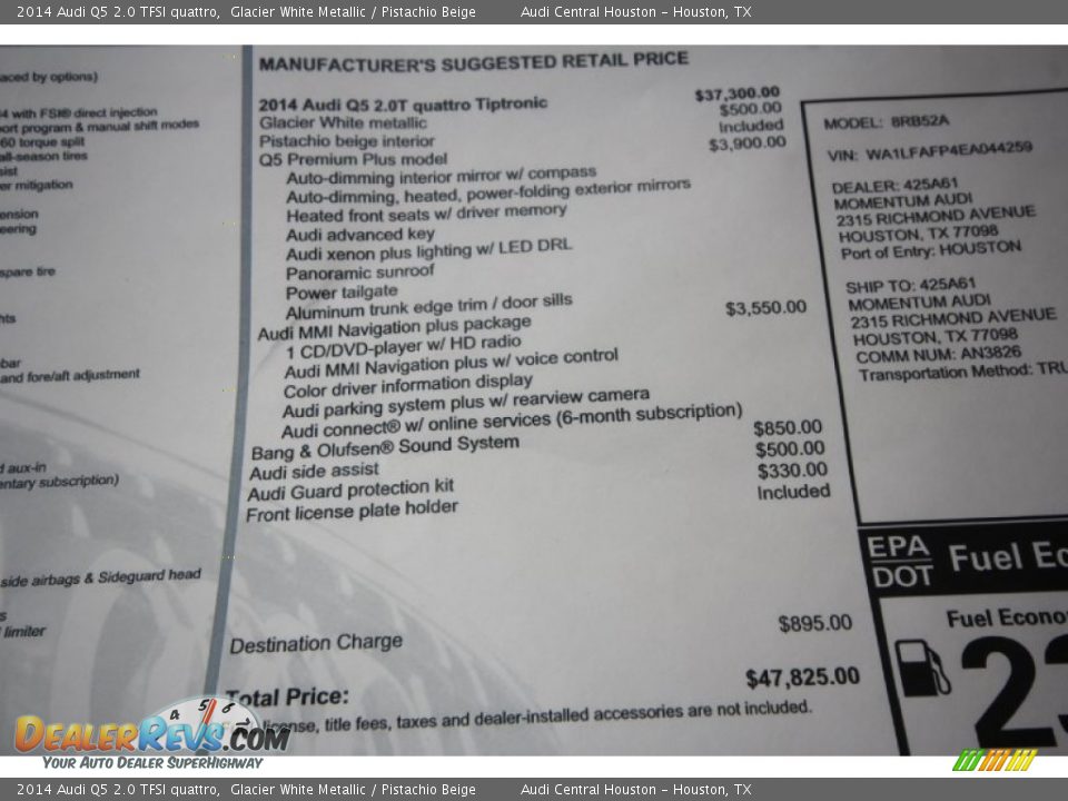 2014 Audi Q5 2.0 TFSI quattro Glacier White Metallic / Pistachio Beige Photo #35