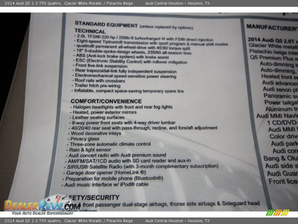 2014 Audi Q5 2.0 TFSI quattro Glacier White Metallic / Pistachio Beige Photo #36