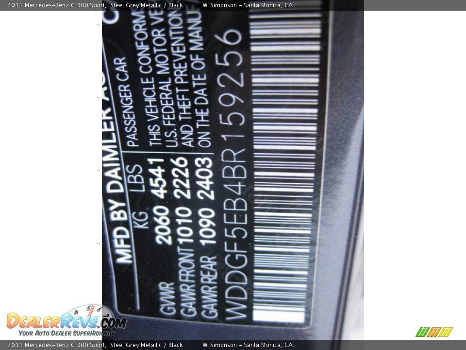 2011 Mercedes-Benz C 300 Sport Steel Grey Metallic / Black Photo #25