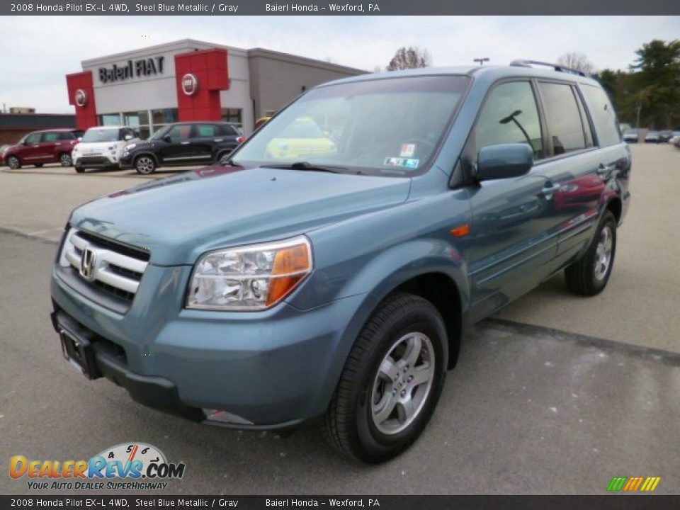 2008 Honda Pilot EX-L 4WD Steel Blue Metallic / Gray Photo #3