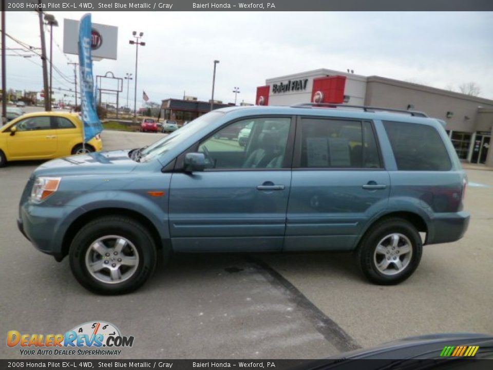 2008 Honda Pilot EX-L 4WD Steel Blue Metallic / Gray Photo #4