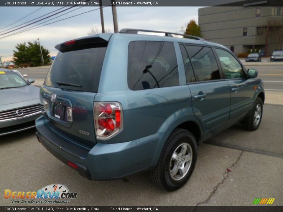 2008 Honda Pilot EX-L 4WD Steel Blue Metallic / Gray Photo #7