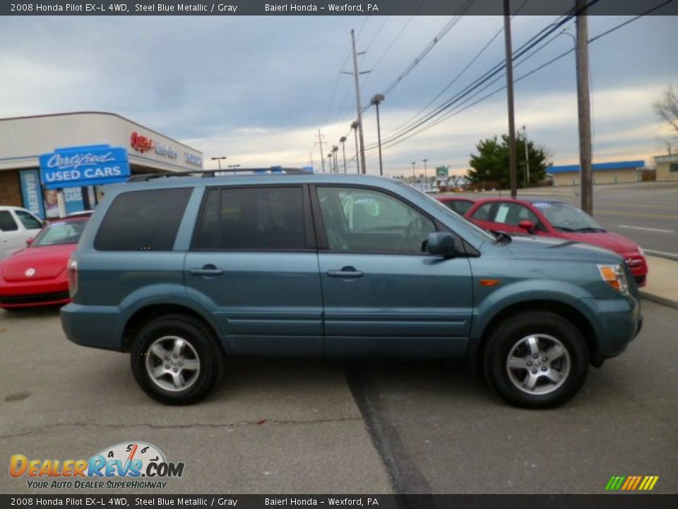 2008 Honda Pilot EX-L 4WD Steel Blue Metallic / Gray Photo #8