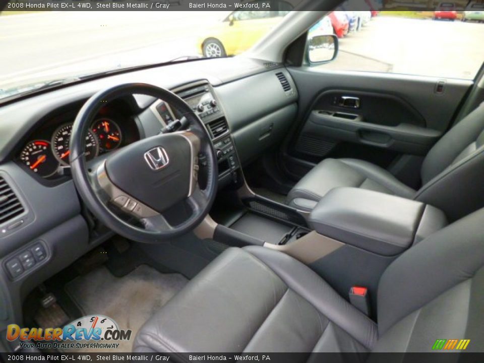 2008 Honda Pilot EX-L 4WD Steel Blue Metallic / Gray Photo #17