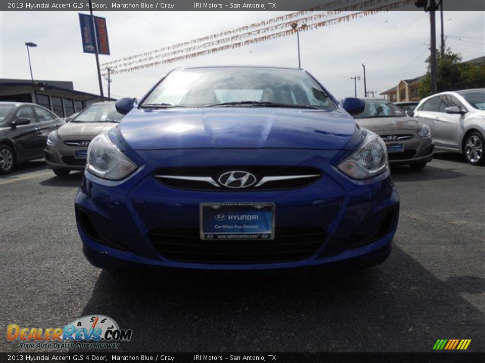 2013 Hyundai Accent GLS 4 Door Marathon Blue / Gray Photo #3
