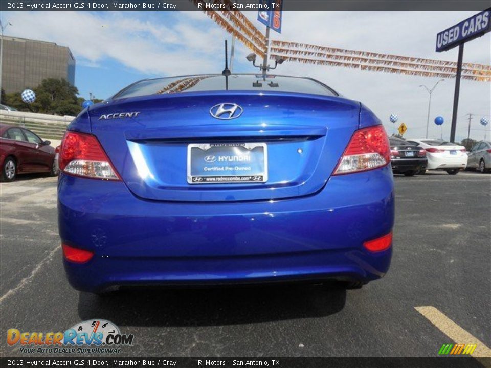 2013 Hyundai Accent GLS 4 Door Marathon Blue / Gray Photo #9