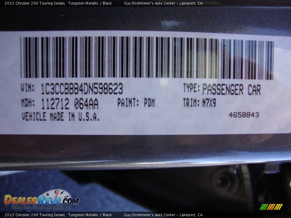 2013 Chrysler 200 Touring Sedan Tungsten Metallic / Black Photo #27