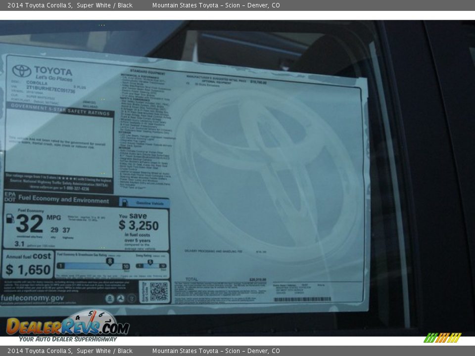 2014 Toyota Corolla S Super White / Black Photo #10