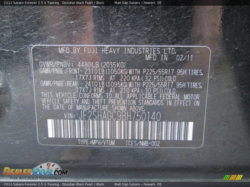 2011 Subaru Forester 2.5 X Touring Obsidian Black Pearl / Black Photo #29