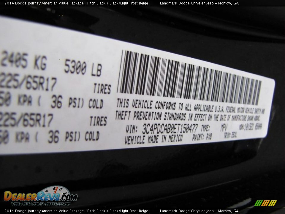 2014 Dodge Journey Amercian Value Package Pitch Black / Black/Light Frost Beige Photo #10