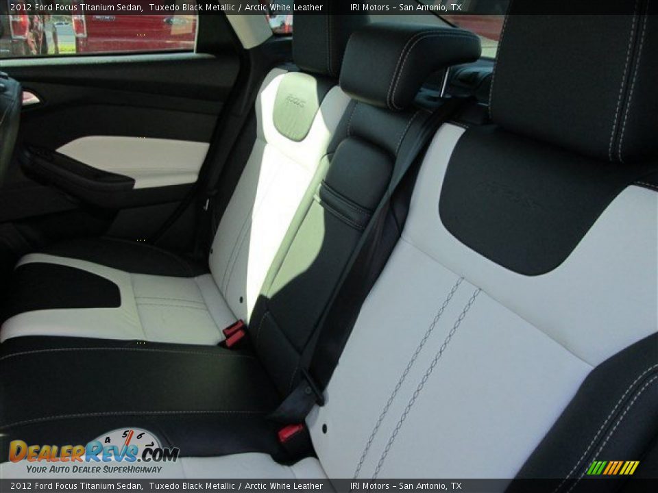 2012 Ford Focus Titanium Sedan Tuxedo Black Metallic / Arctic White Leather Photo #10