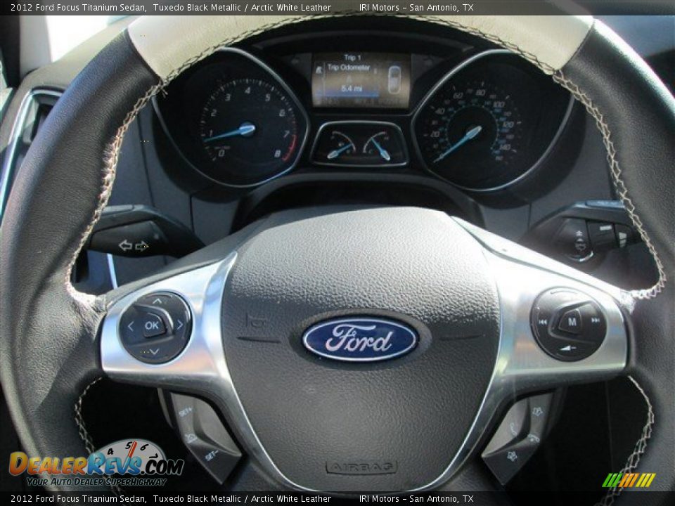 2012 Ford Focus Titanium Sedan Tuxedo Black Metallic / Arctic White Leather Photo #22
