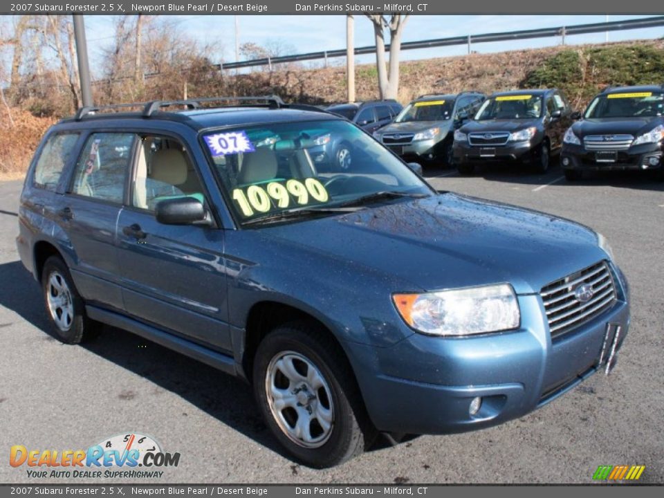 2007 Subaru Forester 2.5 X Newport Blue Pearl / Desert Beige Photo #3