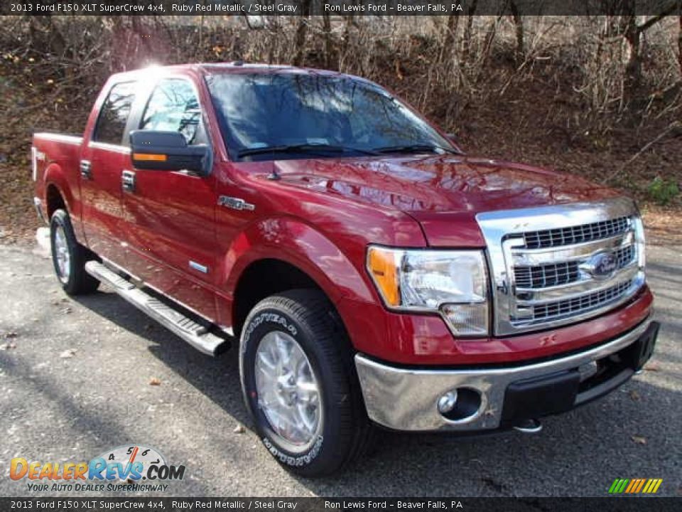 2013 Ford F150 XLT SuperCrew 4x4 Ruby Red Metallic / Steel Gray Photo #2