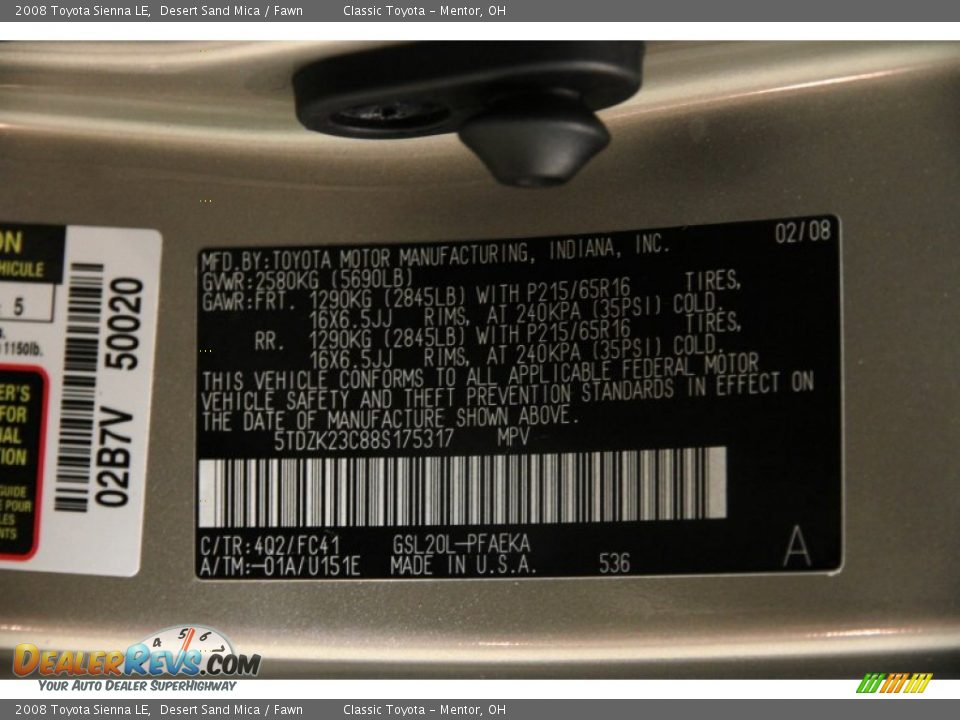 2008 Toyota Sienna LE Desert Sand Mica / Fawn Photo #25