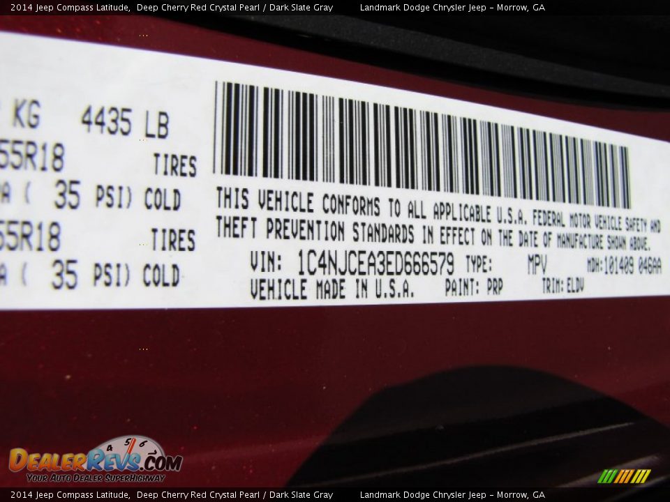 2014 Jeep Compass Latitude Deep Cherry Red Crystal Pearl / Dark Slate Gray Photo #11