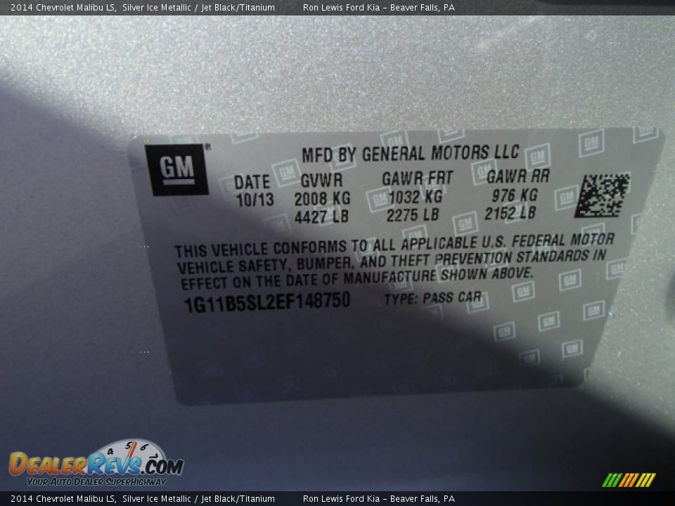 2014 Chevrolet Malibu LS Silver Ice Metallic / Jet Black/Titanium Photo #20
