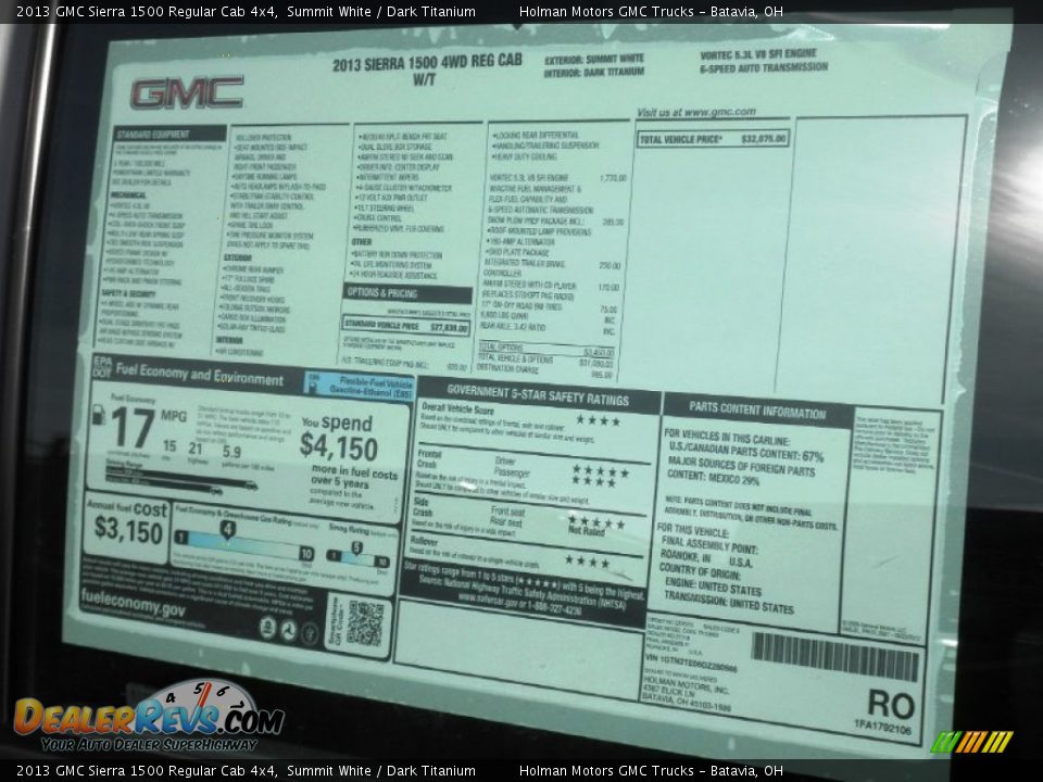 2013 GMC Sierra 1500 Regular Cab 4x4 Summit White / Dark Titanium Photo #16