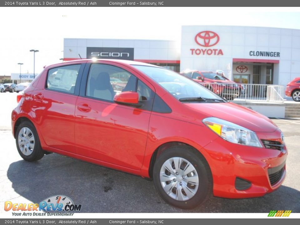 2014 Toyota Yaris L 3 Door Absolutely Red / Ash Photo #1