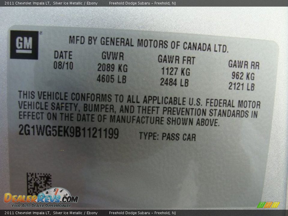 2011 Chevrolet Impala LT Silver Ice Metallic / Ebony Photo #23