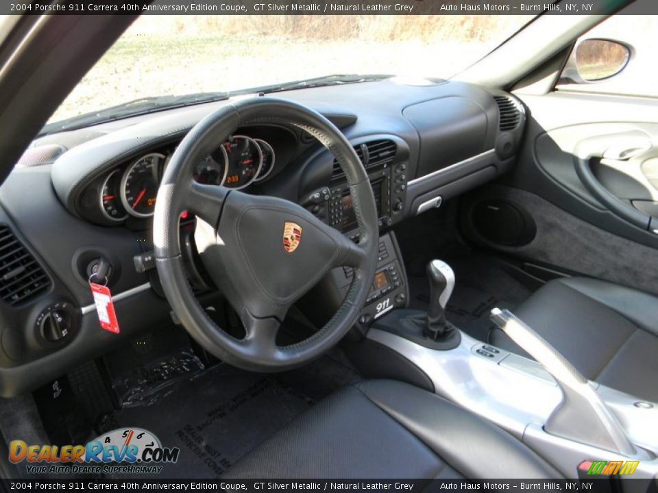 Natural Leather Grey Interior - 2004 Porsche 911 Carrera 40th Anniversary Edition Coupe Photo #15