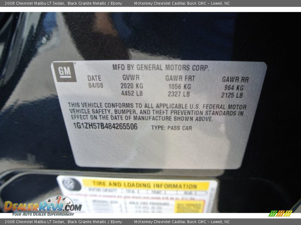 2008 Chevrolet Malibu LT Sedan Black Granite Metallic / Ebony Photo #7