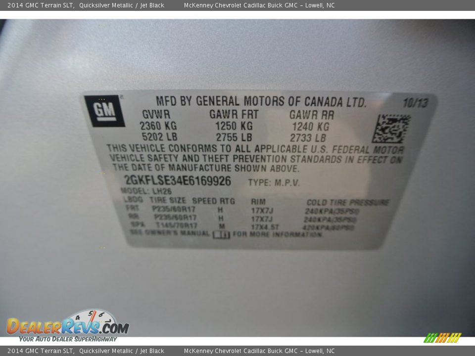 2014 GMC Terrain SLT Quicksilver Metallic / Jet Black Photo #7