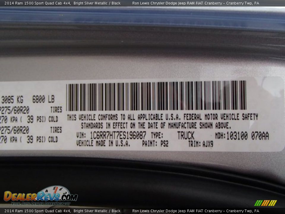 2014 Ram 1500 Sport Quad Cab 4x4 Bright Silver Metallic / Black Photo #20