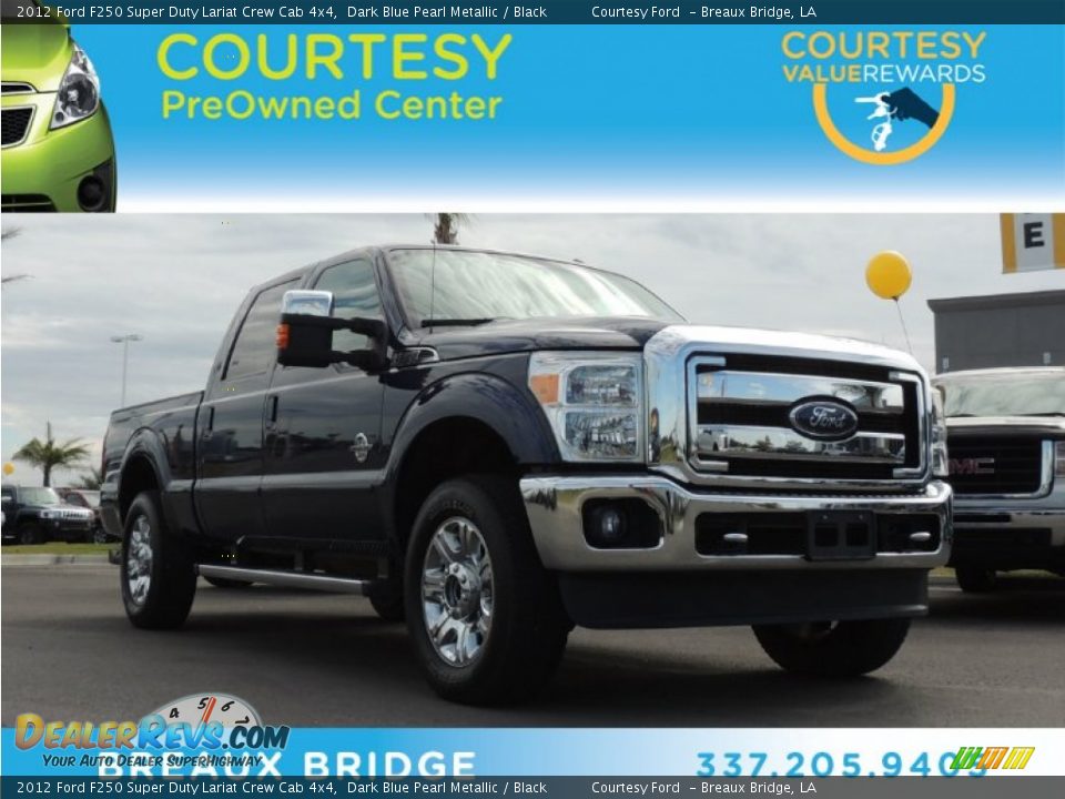 2012 Ford F250 Super Duty Lariat Crew Cab 4x4 Dark Blue Pearl Metallic / Black Photo #1