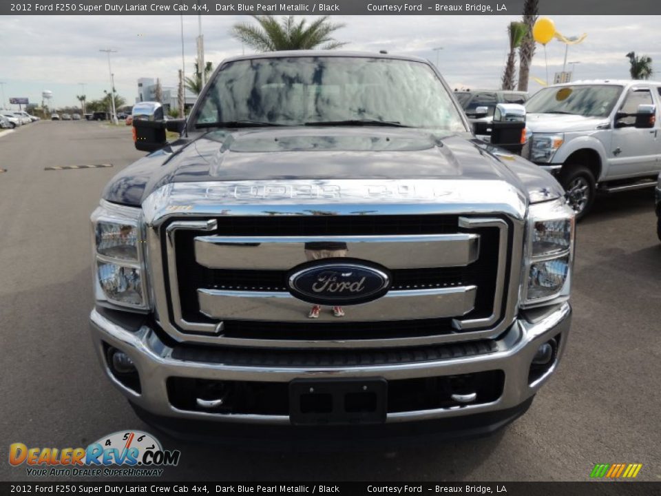 2012 Ford F250 Super Duty Lariat Crew Cab 4x4 Dark Blue Pearl Metallic / Black Photo #2