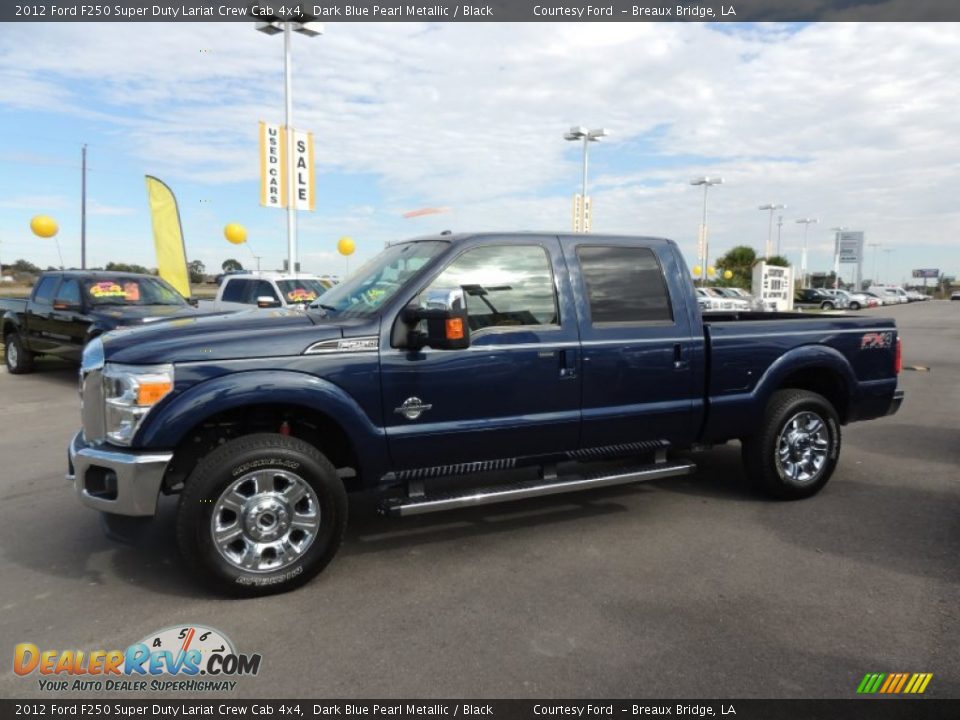2012 Ford F250 Super Duty Lariat Crew Cab 4x4 Dark Blue Pearl Metallic / Black Photo #4