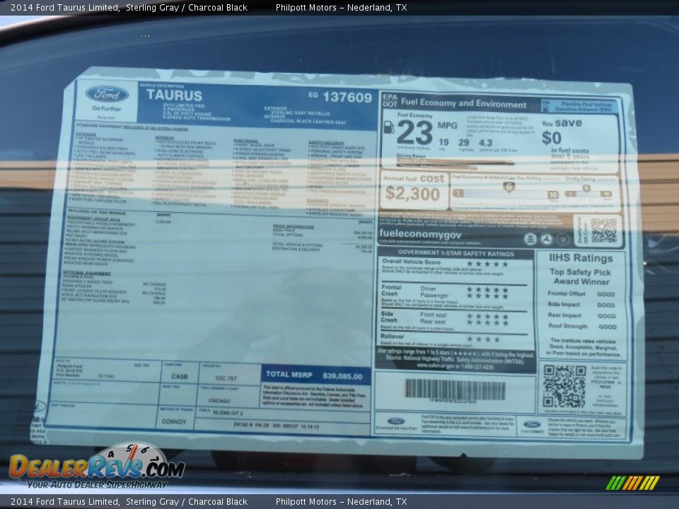 2014 Ford Taurus Limited Window Sticker Photo #35
