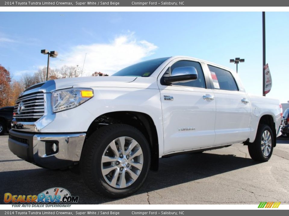 2014 Toyota Tundra Limited Crewmax Super White / Sand Beige Photo #3
