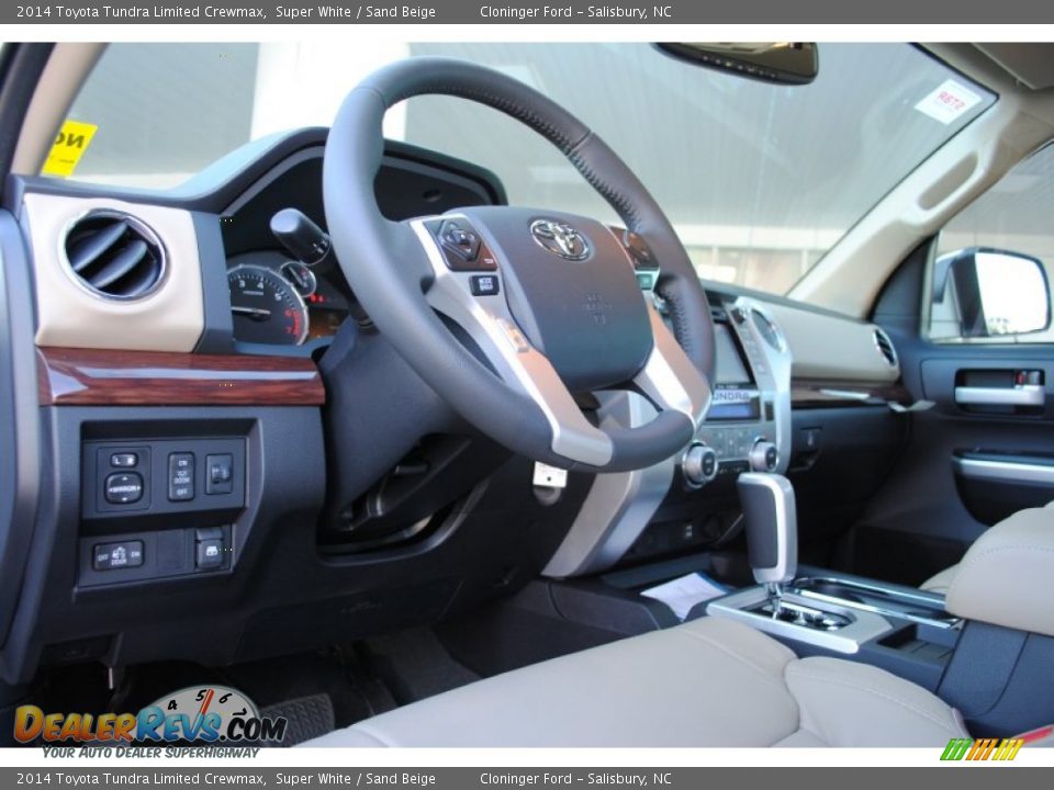 2014 Toyota Tundra Limited Crewmax Super White / Sand Beige Photo #10