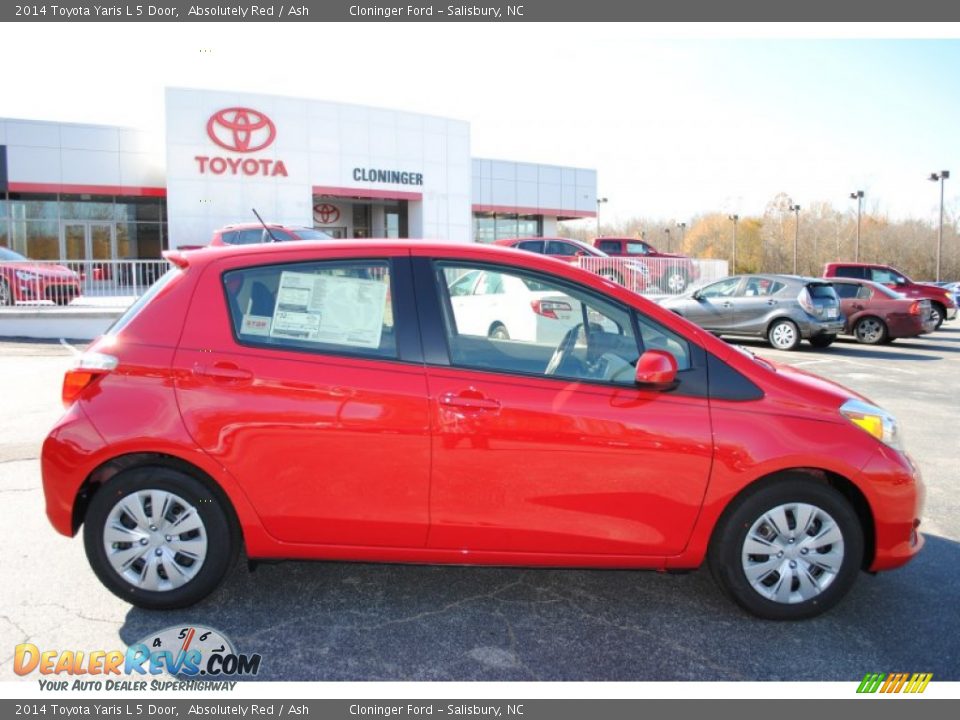 2014 Toyota Yaris L 5 Door Absolutely Red / Ash Photo #2