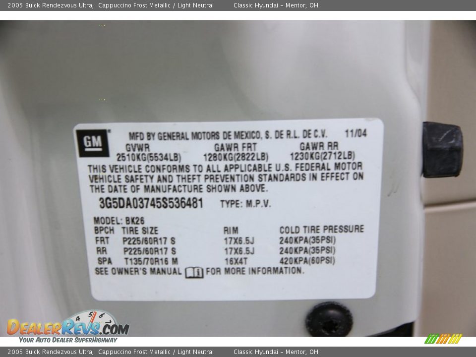 2005 Buick Rendezvous Ultra Cappuccino Frost Metallic / Light Neutral Photo #22