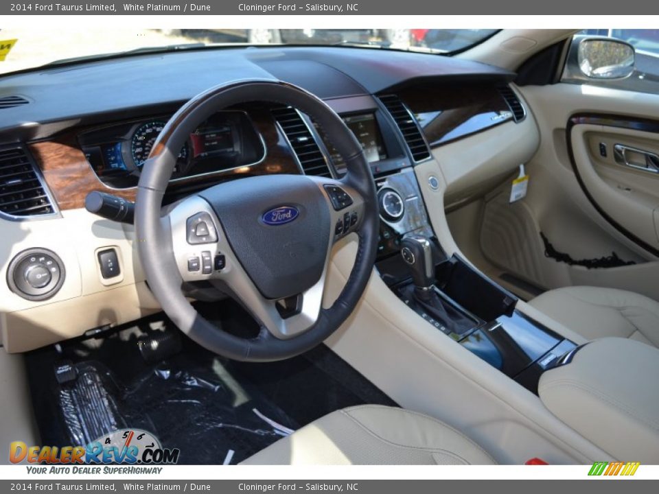 2014 Ford Taurus Limited White Platinum / Dune Photo #7