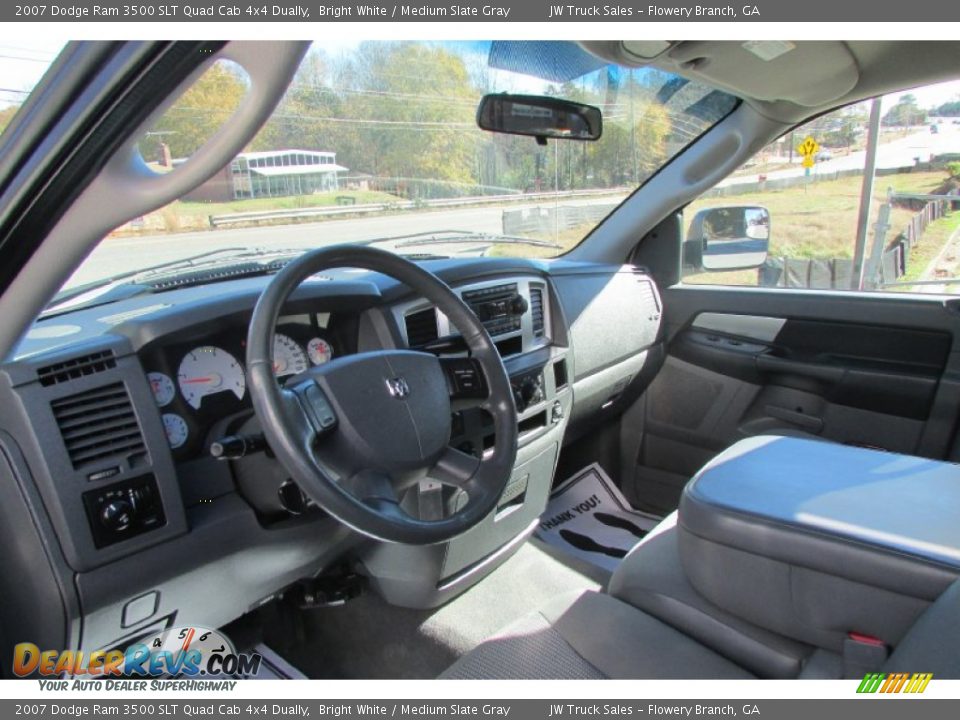 2007 Dodge Ram 3500 SLT Quad Cab 4x4 Dually Bright White / Medium Slate Gray Photo #19