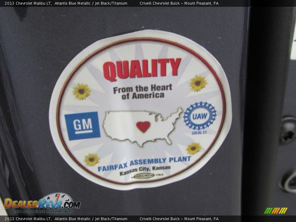 2013 Chevrolet Malibu LT Atlantis Blue Metallic / Jet Black/Titanium Photo #31