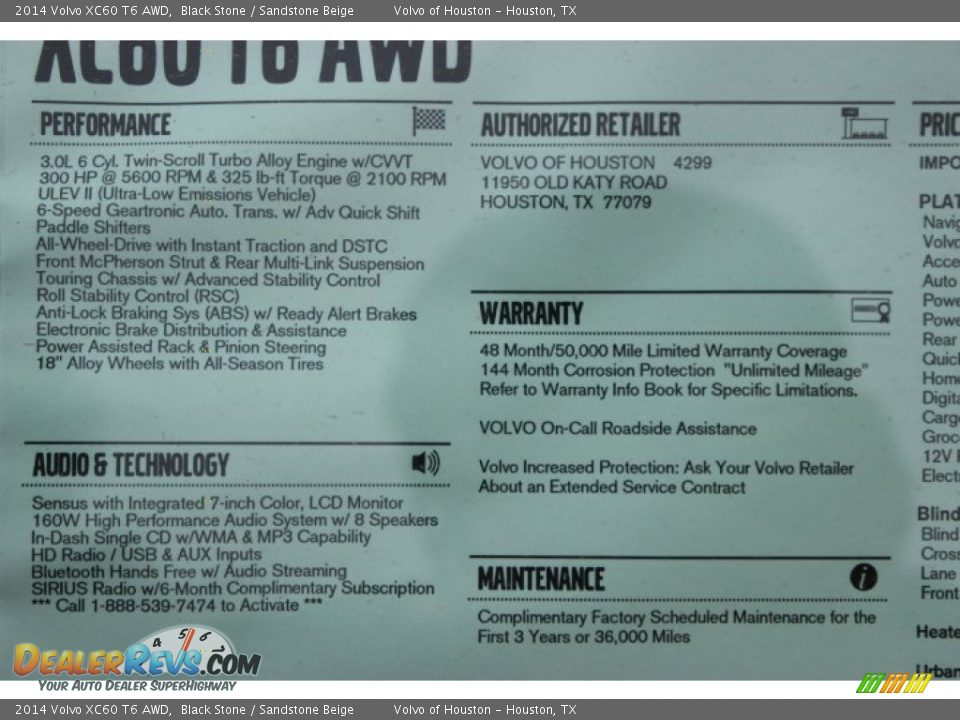 2014 Volvo XC60 T6 AWD Black Stone / Sandstone Beige Photo #36